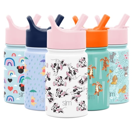 Simple Modern 10oz Disney Summit Kids Water Bottle Thermos with Straw Lid - Dishwasher Safe Vacuum Insulated Double Wall Tumbler Travel Cup 18/8 Stainless Steel - Disney: Minnie Retro