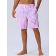 thumbnail image 2 of DARING DIVA Men's Tie-dyed Pattern Drawstring Elastic Waist Board Shorts 36 Purple Blue, 2 of 6