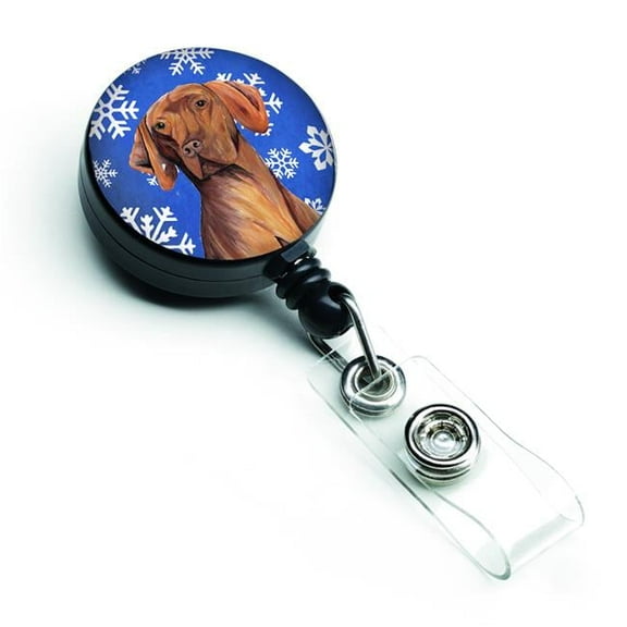 Carolines Treasures SC9378BR Vizsla Winter Snowflakes Holiday Retractable Badge Reel