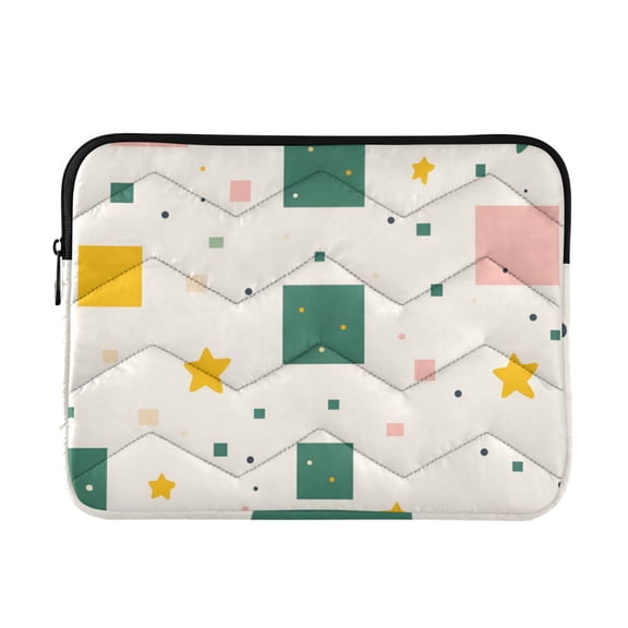 FORMRS 13"-13.3" Laptop Sleeve Protective Case Soft Carrying Quilted Computer Bag Cover, Green Abstract Pattern