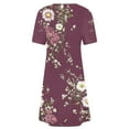 thumbnail image 5 of Yghzkop Women's Summer Floral Print Short Sleeve Dress Round Neck Casual Sundress Loose Fit Breathable T Shirt Dress Everyday Midi Dress, 5 of 5