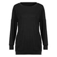 thumbnail image 6 of HAiming Womens Casual Long Sleeve T-Shirt Summer Solid Color Round Neck Tunic Tops Trendy Loose Blouses with Pocket, 6 of 7