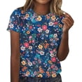 thumbnail image 1 of Mujeres Pantalones Cortos de Verano Ocio Flor Impresión Cuello Redondo, Top de Manga Corta Casual Y Blusa para la Primavera, la Fiesta Y el Uso Diario, 1 of 4