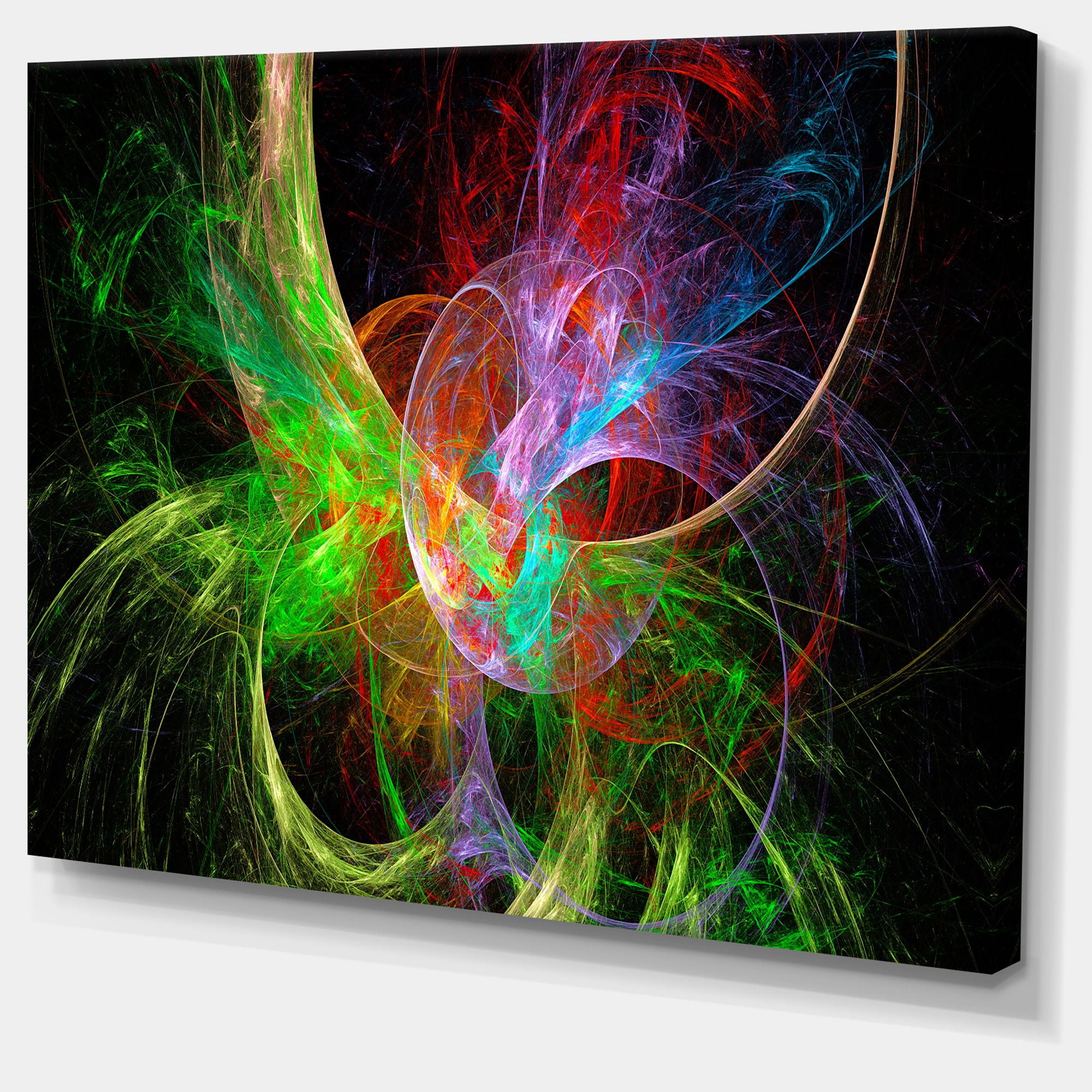 Designart 'Multi Color Fractal Abstract Design ' Abstract Canvas Art Print