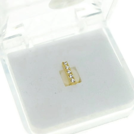 Diamond Gold Tone Grillz - 14K Gold Plated Gap Grillz Top Or Bottom Teeth Hip Hop Iced-Out One Single Tooth Bling Grills