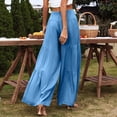 thumbnail image 5 of Outfmvch Wide Leg Pants Woman Casual Capri Baggy Wide Leg Women' S Culottes Drawstring Cotton Baggy Boho Casual High Waisted Linen Pants Women Patchwork Pants Sky Blue S-2XL, 5 of 8