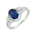 thumbnail image 3 of Sterling Silver with Blue Sapphire and White Zircon Engagement Ring, 3 of 4