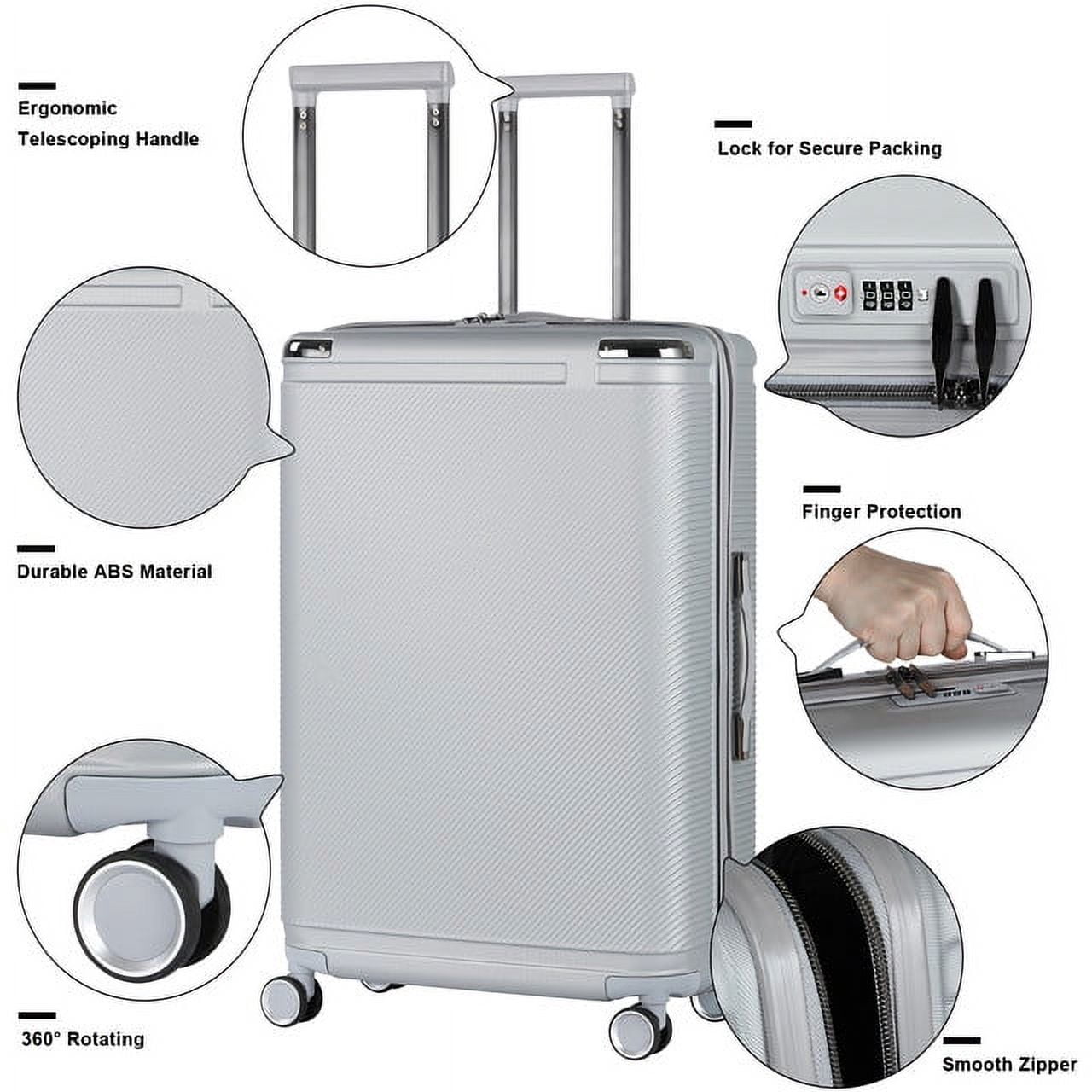 Hikolayae Dorado Collection Hardside Spinner Luggage Sets in Silver, 3 Piece - TSA Lock