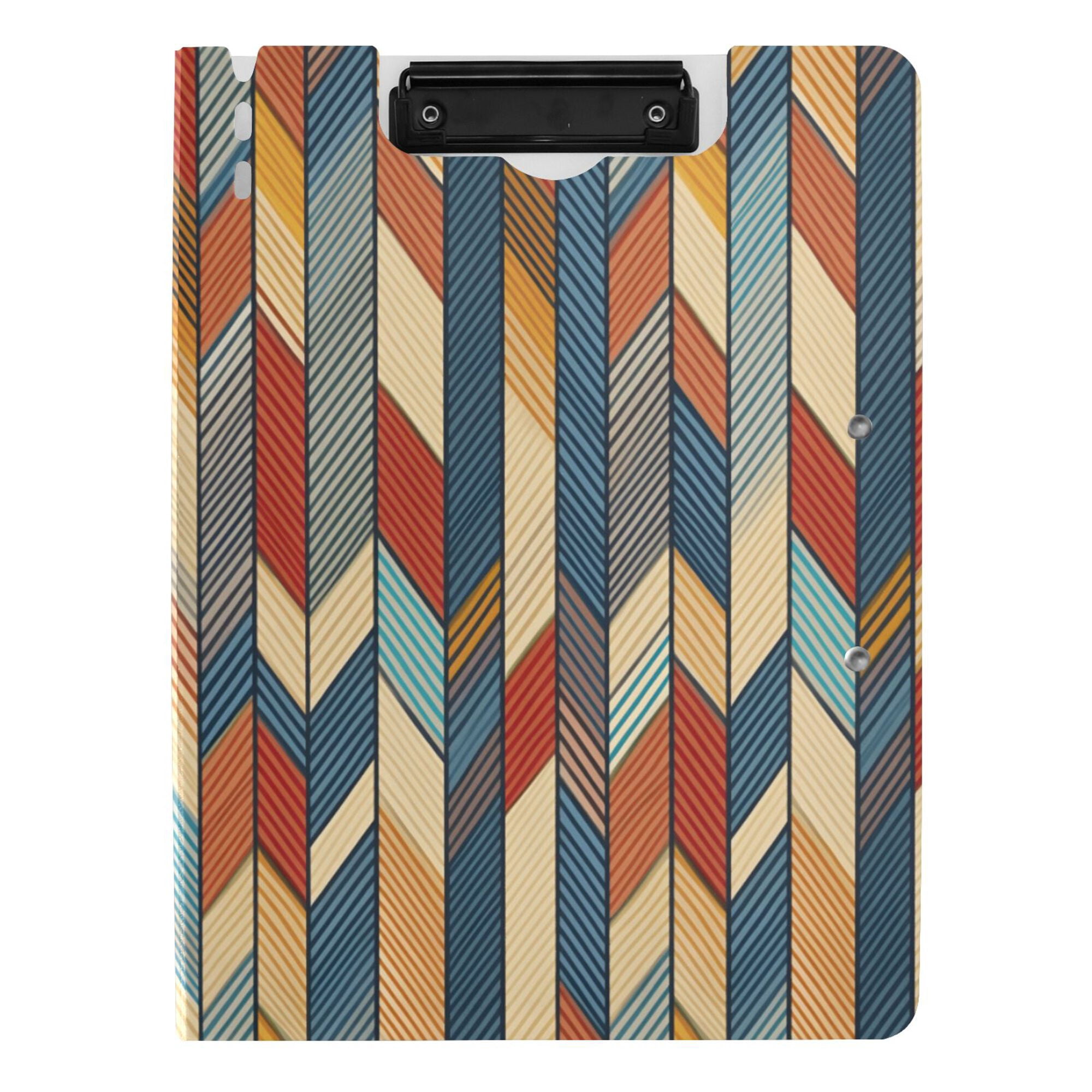 FORMRS A4 Clipboard Folder with Pen Holder Horizontal Foldable School Office Binder, Beige Geometric