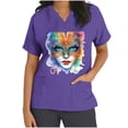 thumbnail image 3 of lcziwo Mardi Gras Scrub Tops for Women 2025 Nursing Uniforms Scrubs with Side Pockets Summer Casual Short Sleeve V Neck Tshirts Dark Blue S 50 Percent off Sales Today, 3 of 6