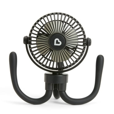 Munchkin® Multi-Use Rechargeable Stroller Fan, 4 Speeds, LED Lights and Flexible Legs, Black, Unisex