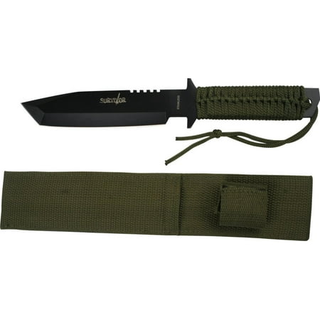 HK-7524 Outdoor Fixed Blade Knife 11.5-Inch Overall6 inch black stainless steel double edge blade By Survivor