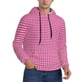 thumbnail image 2 of Lsque Pink Gingham Pattern Casual Men's Hoodie,Hooded Sweatshirt with Kangaroo Pocket,Pullover Hoodie-3X-Large, 2 of 7