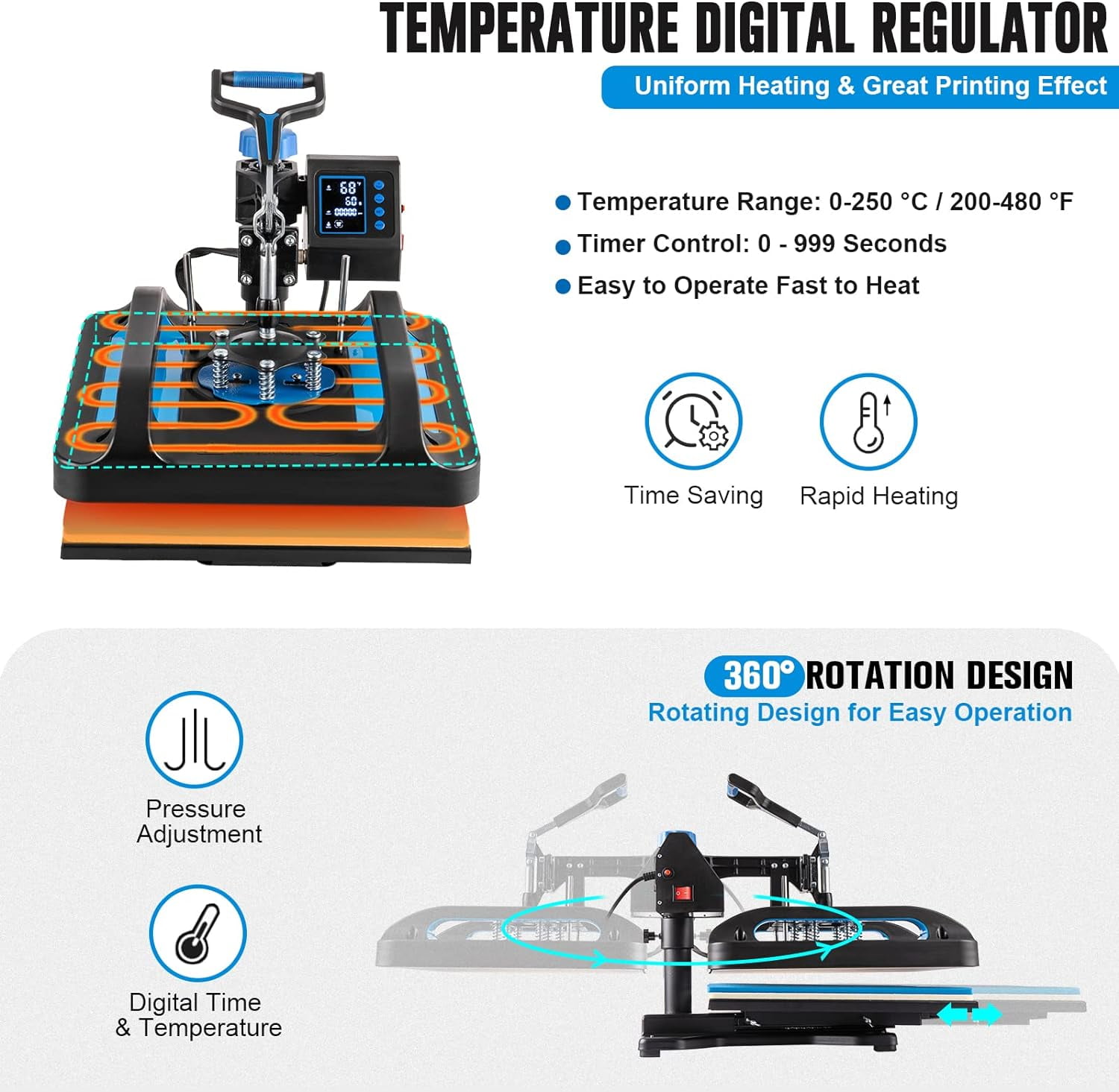 SHZOND Protable Heat Press 15x15 Inch, 8 in 1 Heat Press Machine with 30OZ Tumbler Press,Swing Away T Shirt Pressing Machine, Combo Tumbler Heat Press Machine Sublimation for T-Shirt Hat Mug Plate
