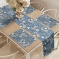 thumbnail image 2 of Ambesonne Bunny Table Runner & Placemats, Rabbits Trees and Snowflakes, Placemat 4 pcs + Runner 16"x90", Blue Grey Pale Taupe, 2 of 2