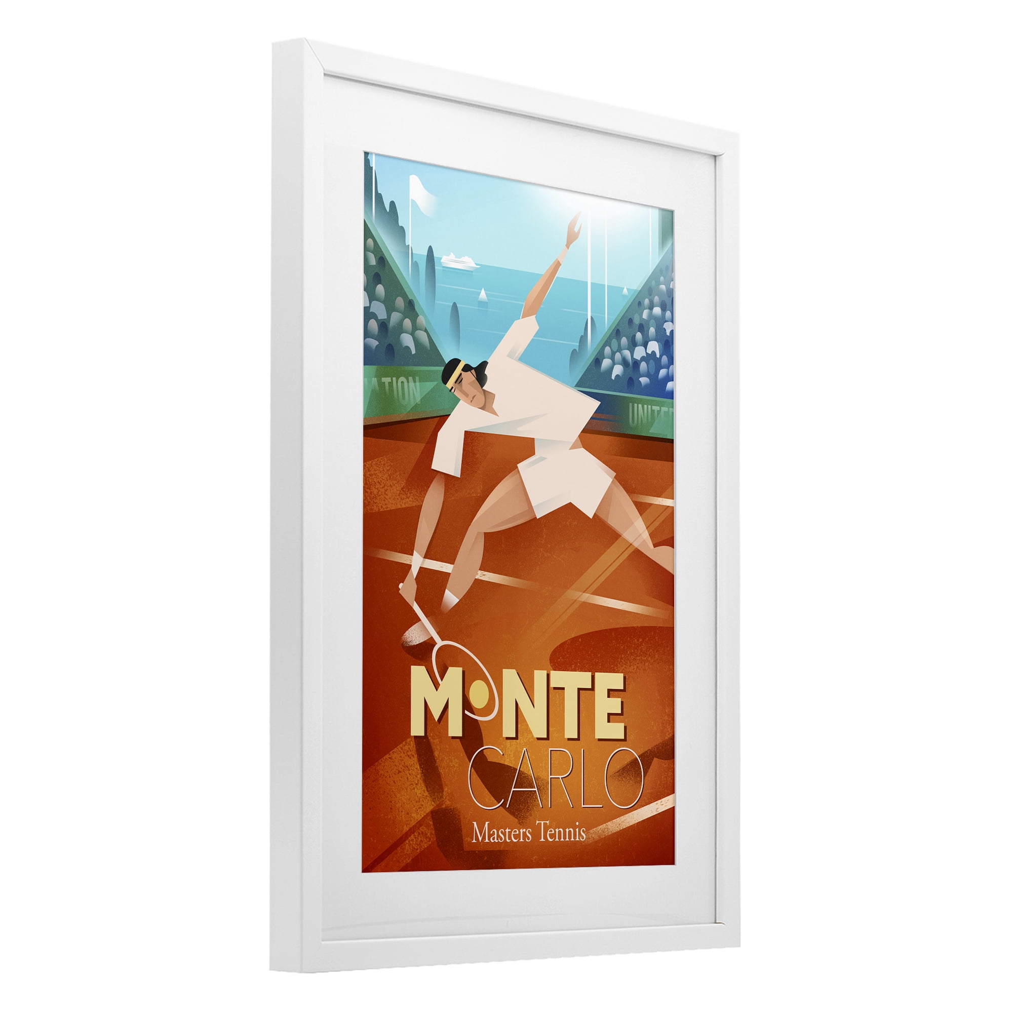 Stupell Industries Monte Carlo Masters Tennis White Framed Print Under Glass, design by Martin Wickstrom