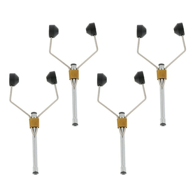 4pcs Fly Tying Tools Ceramic Fly Tying Bobbins Thread Holder Accessories with durable ceramic tubes, spring tension arms, and smooth spool rotation feet. Ideal for fly fishing enthusiasts, designed for easier threading and precision in fly tying. Includes four bobbin holders, approximately 8cm in length.