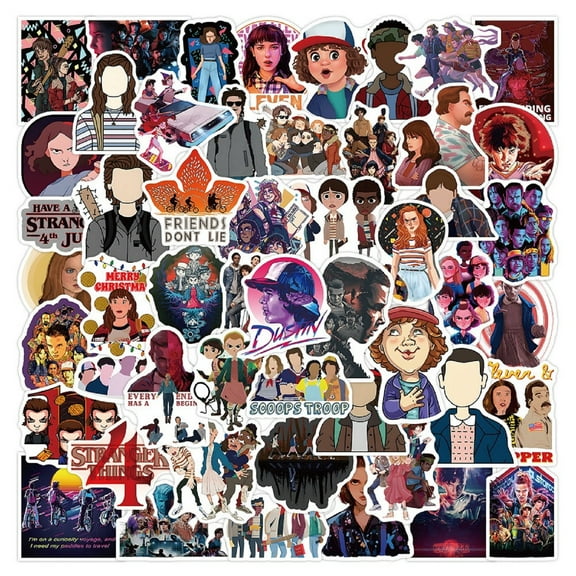 50 Pcs Stranger Water Bottle Stickers for Fans, Cute Stickers for Water Bottles, Vinyl Waterproof Aesthetic Laptop Sticker Pack Classroom Prizes Skateboard for Students