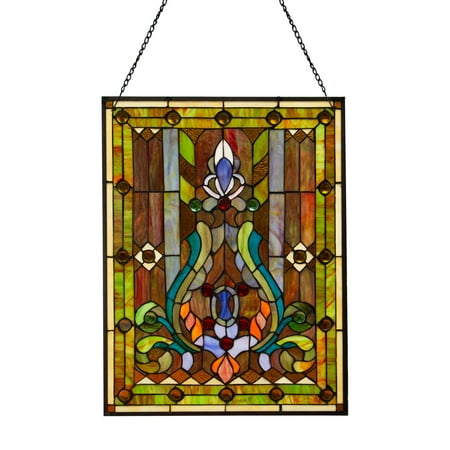 Summer Stained Glass - River of Goods Stained Glass Fleur de Lis Window Panel