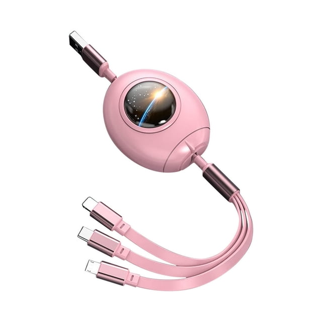 MesaSe Upgraded 3 in 1 USB Cable Portable Fast Charging Cable with Type-C/Micro USB/IOS Port Connector Retractable Cable