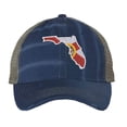 thumbnail image 3 of Florida State Hat - Distressed Embroidered Design - Vintage Sunshine State Trucker Strapback Cap (Olive), 3 of 8