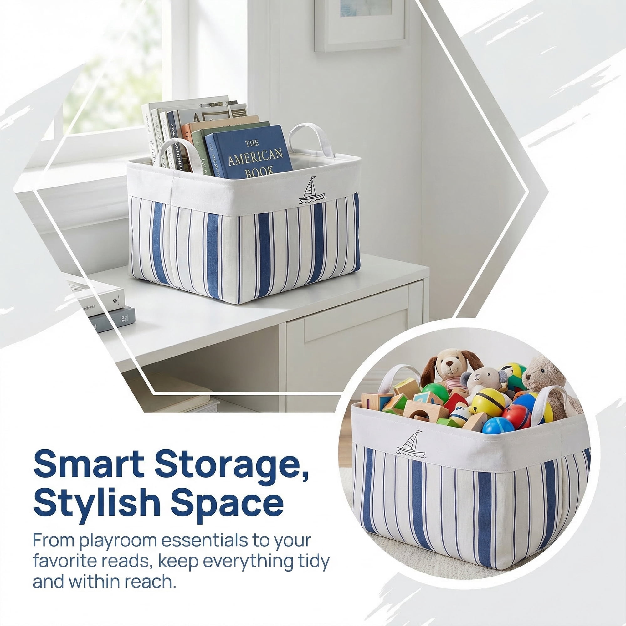 Unique Bargains 1pc Fabric Storage Bin Drawstring Storage Basket White 17.7*13.8*11.8in