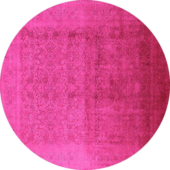 Ahgly Company Indoor Round Oriental Pink Industrial Area Rugs, 8' Round