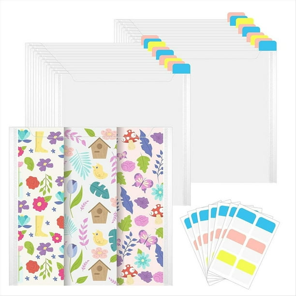 Organizador de Papel con Fundas de Plástico Transparente y 120 Pestañas Adhesivas, Sin para Fotos.