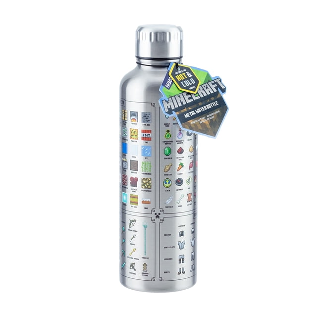 Paladone Minecraft Metal Water Bottle | Officially Licensed Gaming Merchandise