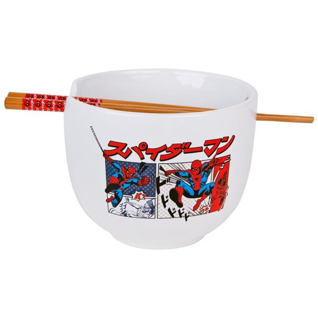 Spider-Man 817961 Manga Panels Ramen Bowl with Chopsticks