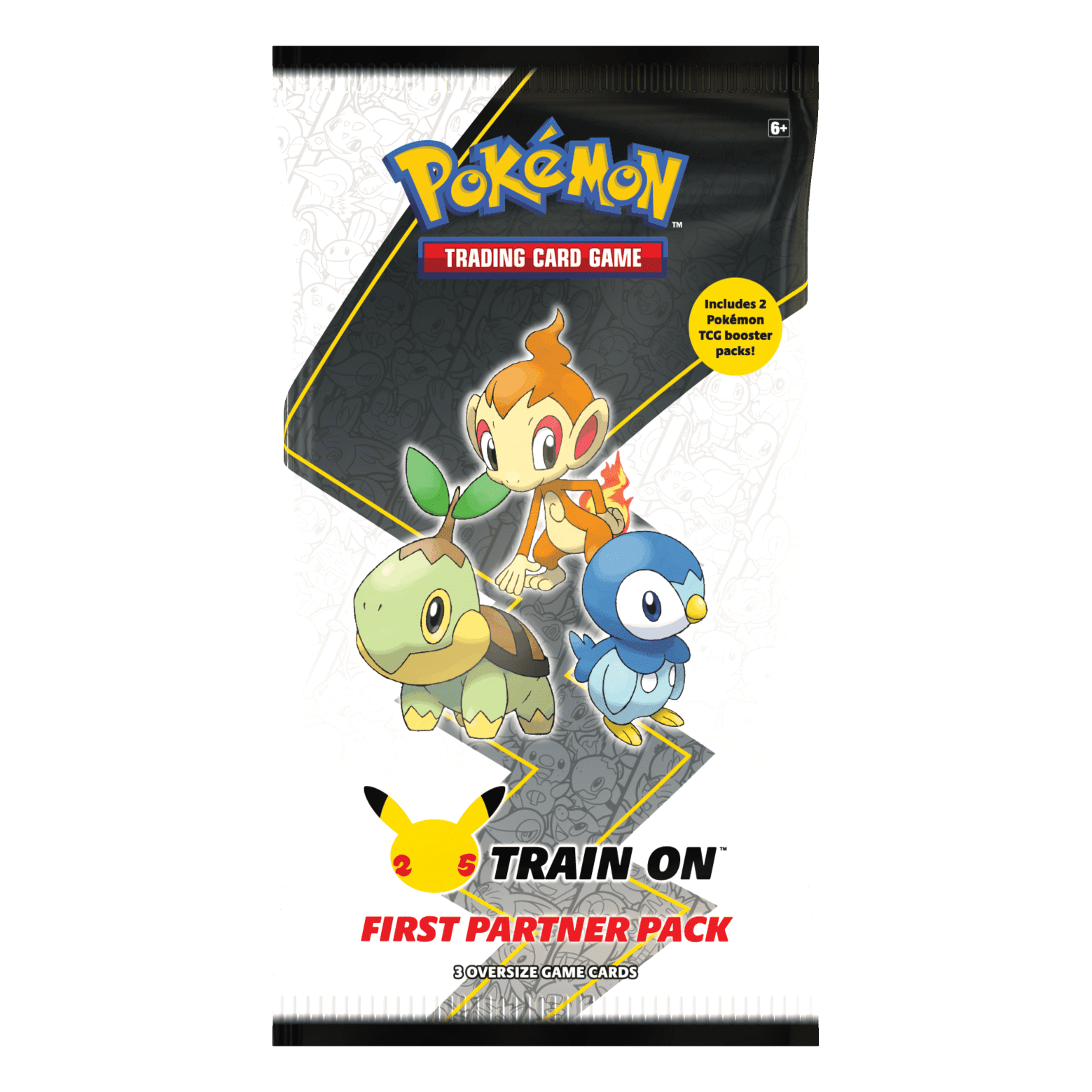 Pokemon 25th Train On First Partner Pack Oversized Cards and 2 Packs June 2021 