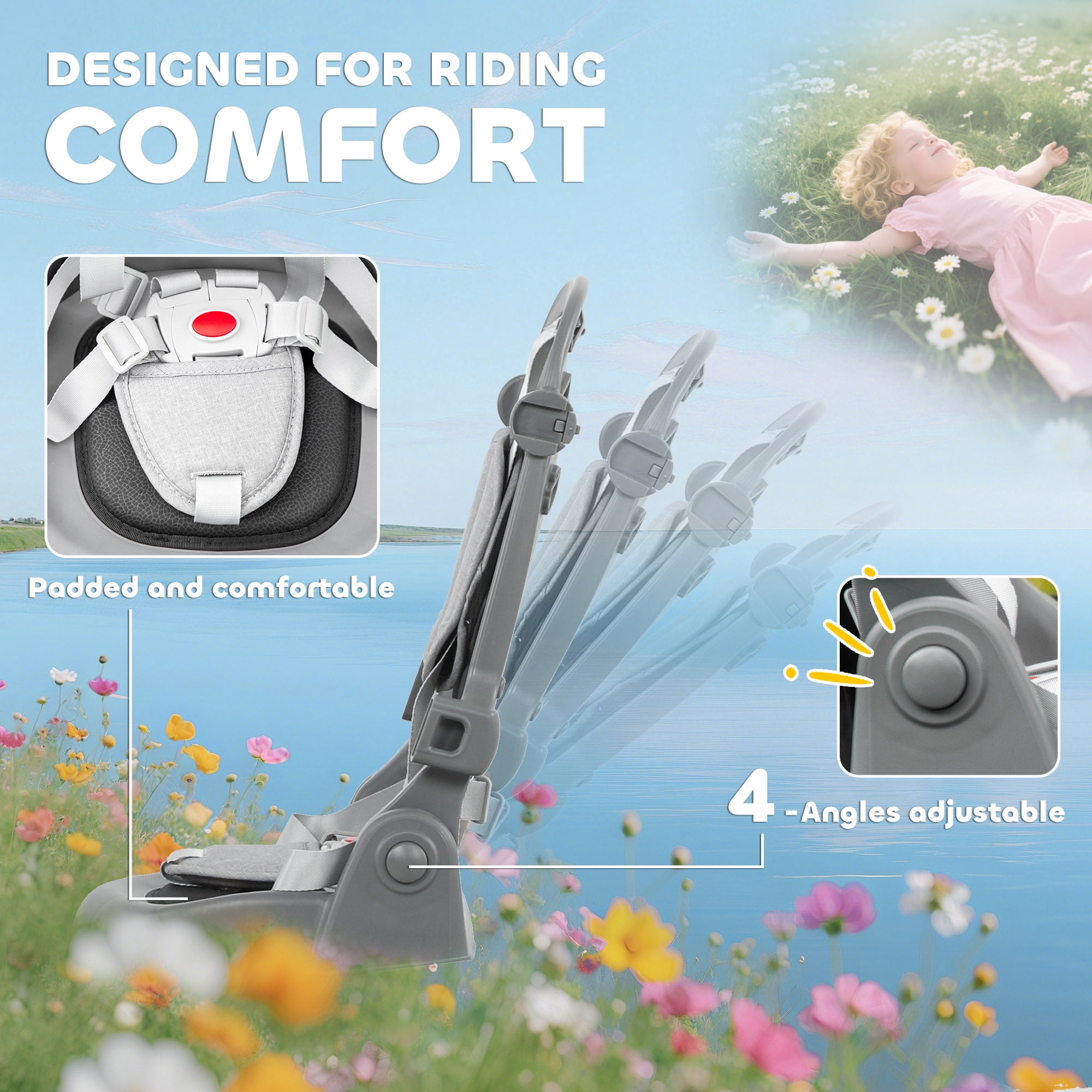 Qaba 6 in 1 Kids Tricycle with Adjustable Push Handle, Foldable Bike Stroller with Removable Canopy, Reversible Seat, for 1-5 Years, Gray
