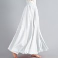 thumbnail image 5 of Lovskoo Women's Plus Size Linen Skirt Casual Ankle Length High Waist Pleated A-Line Flowy Long Maxi Skirt with Pockets White Free Size, 5 of 7