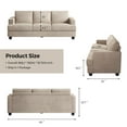 thumbnail image 3 of BLAZANT 89" Sofa Couch, 3 Seater Sofa with Suppleness Armrests, Corduroy Fabric Deep Seat Sofa with Upholstered Cushion& Backrests, Modern Comfy Couch for Living Room Apartment Office, 3 of 14