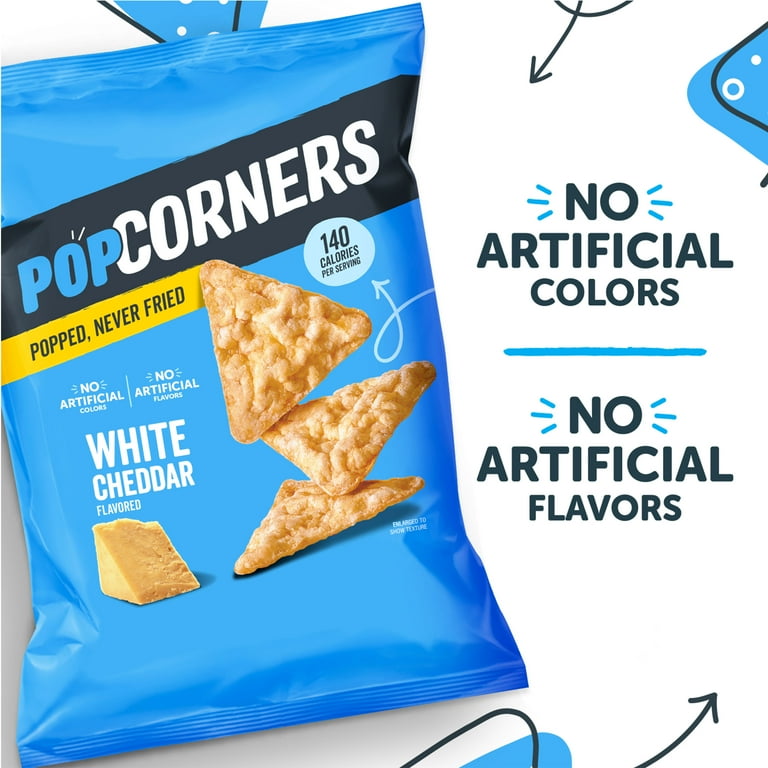 PopCorners Individual Popped Corn Snacks, Sea Salt, White Cheddar