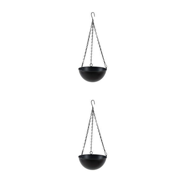 Bearachild Elegante y duradero para espacios pequeños Macetas colgantes de metal Cesta de flores colgante Maceta colgante negro S negro S 2piezas
