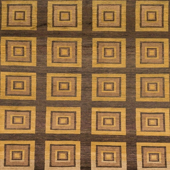 Ahgly Company Indoor Square Abstract Saddle Brown Abstract Area Rugs, 8' Square