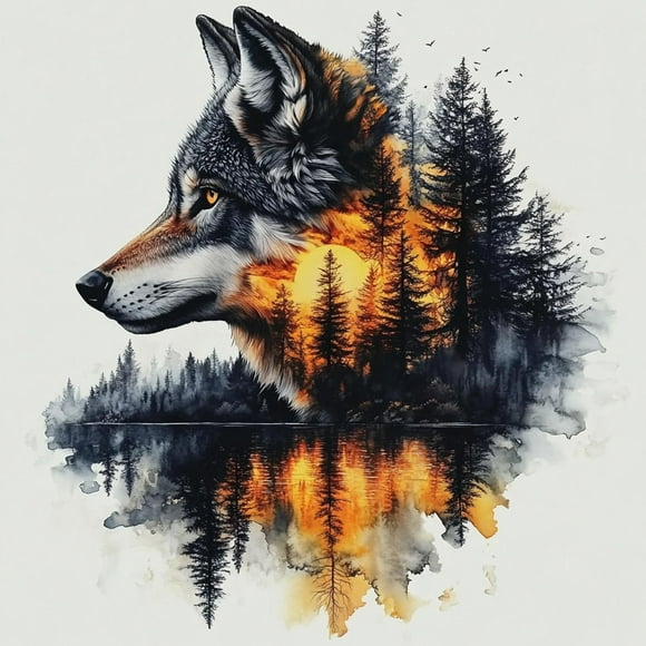shiyou-Wolf Diamond Painting Kits for Adults,5D DIY Forest Diamond Art Kits Full Drill Animal Diamond Dots Gem Art Prefect for Craft,Beginner,Hobbies And Home Wall Decor 30×30 cm