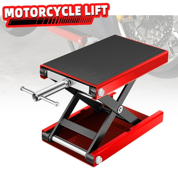 Lafati Motorcycle Lift, 1100 LBS Motorcycle Scissor Lift Jack with Wide Deck & Safety Pin, 3.5"-14.5" Center Hoist Crank Stand, Steel Scissor Jack for Street Bikes, Cruiser Bikes, Touring Motorcycles