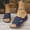 Dark Blue, variant on Leather Open toe Slide Sandals for Women, Wedge Heel Platform Mules, Comfortable Casual Shoes for Beach, Pool, And Daily Wear Light Blue 36