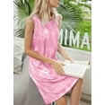 thumbnail image 3 of Gustave Women's Casual Tie Dye Short Dress Crewneck Sleeveless Midi Dresses Summer Loose T Shirt Tank Beach Sundress "Pink, XL", 3 of 10