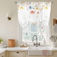 thumbnail image 3 of Spring Poppy Flowers Tie Up Curtain 45 Inches Long, Colorful Floral Farmhouse Watercolor Balloon Style Kitchen Window Curtain Over Sink, Small Window Rod Pocket Curtain 52"x45", 3 of 9
