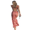 thumbnail image 4 of PENGXIANG Été Femmes Boho Plage Robes Floral Imprimé Spaghetti Sangle Dos Nu V Cou Découpé Bodycon Longue Robe Partie, 4 of 10