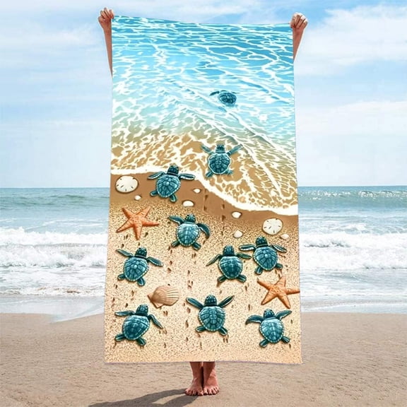 Bcylexb Microfiber Soft Beach Towels, 28"x 59" Sea Turtle Print Bath Towels Thick Quick Dry Absorbent Pool and Swimming Drying Towel