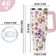 thumbnail image 3 of Butterfly Tumbler 40 OZ Boho Butterfly Gifts for Women Bohemia Cups Coffee Travel Mug with Handle Leak Proof Insulated Boho Lovers Decor Stuff, 3 of 6