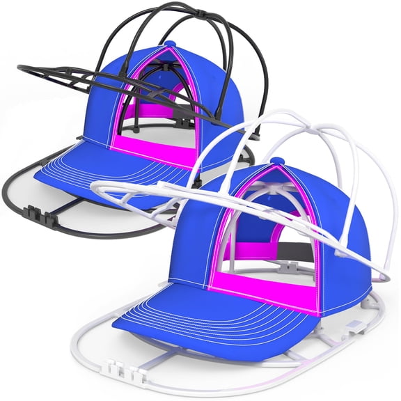 Baseball Hat Washer Cage 2-Pack - Cap Cleaning Kit for Washing Machine, Hat Shaper Protector with Mesh Bags (White)