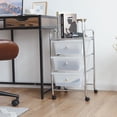 thumbnail image 3 of Giantex 3-Drawer Rolling Storage Cart, Metal Frame Scrapbook Paper Organizer Cart, Mobile File Utility Cart for School, Office, Home, Dorm, White, 3 of 8
