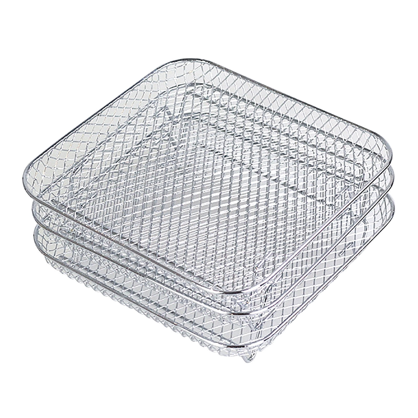 Fryer Basket Replacement, 3 Layer Stainless Steel Air Fryer Rack for Toaster Oven, Stackable Mesh Accessory with Clip