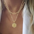 thumbnail image 4 of Pendentif Lettre Double Couche Chaîne Clavicule Femmes, Choker Géométrique Or, 4 of 5