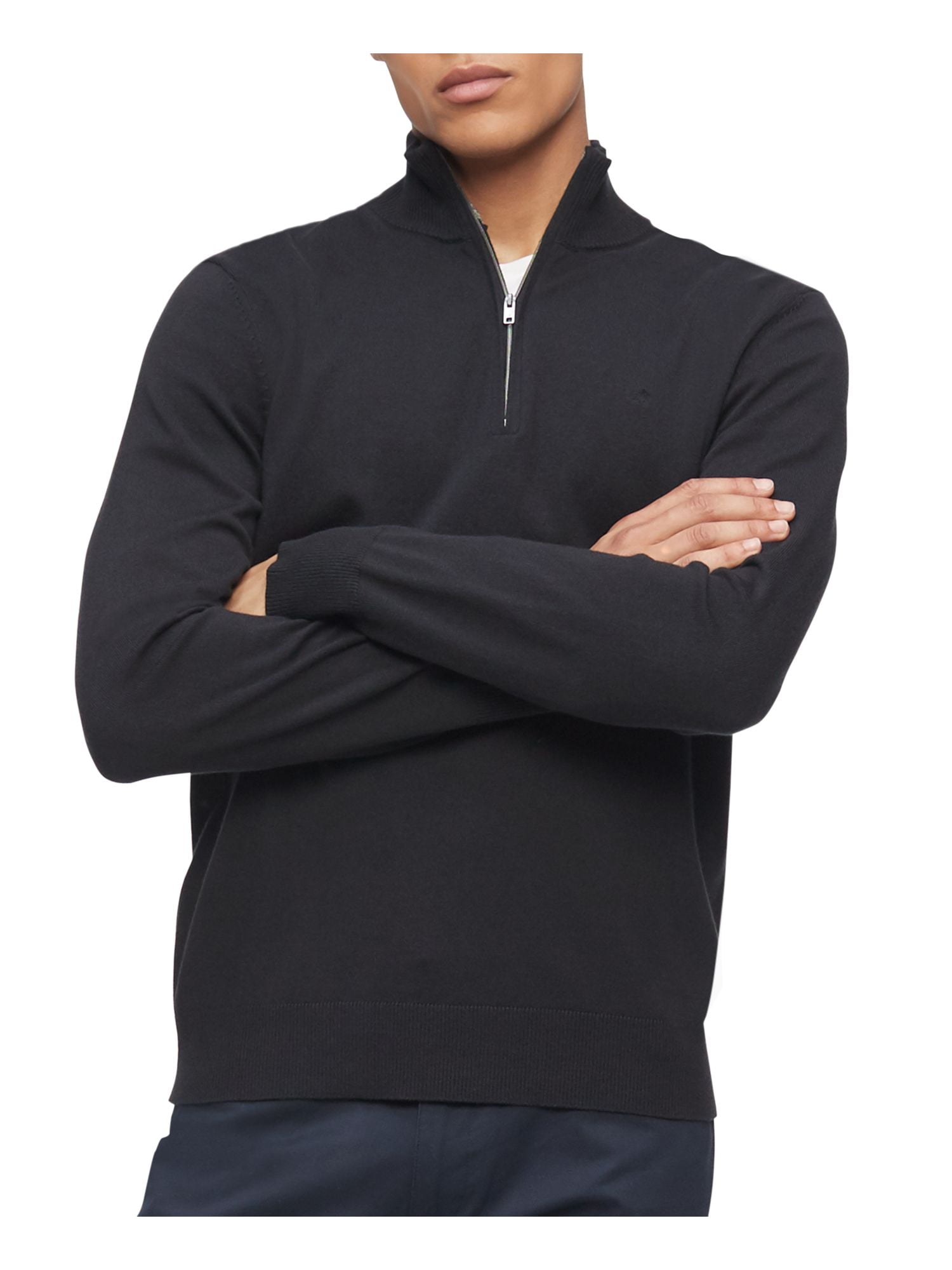 CALVIN KLEIN Mens Black Long Sleeve Quarter-Zip Pullover Sweater S -  